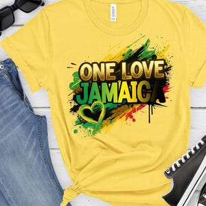 One Love Jamaica PNG: Metallic Gold & Green Design (Digital Download)
