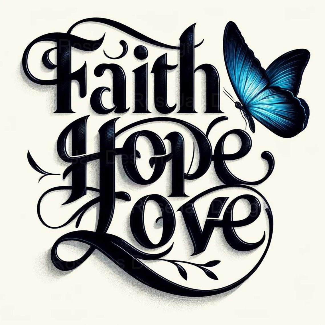 Faith Hope Love Christian Design: Butterfly T-shirt, Wall Decor (PNG ...