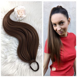 Light Brown Ponytail Extension: Synthetic Hairpiece on Elastic Band