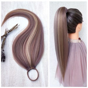 Heather Blonde Ponytail Extension: Balayage Synthetic Hairpiece