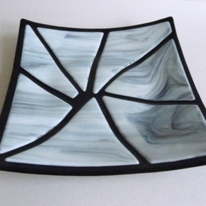 Fused Glass Art Plate in Black and White by BPRDesigns image 3