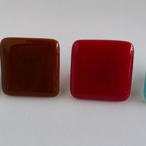 Fused Glass Cabinet Knobs: Powder Blue, Red Opal, Turquoise, Burnt Umber