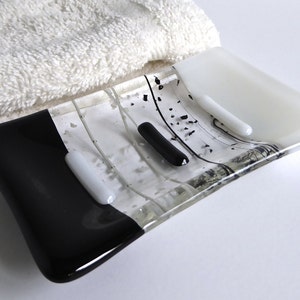 Fused Glass Soap Dish in Black and White by BPRDesigns