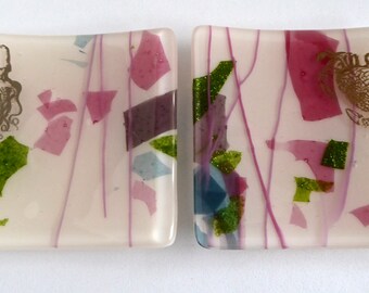 Fused Glass Pale Pink Sea Life Plates by BPRDesigns