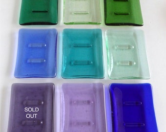 Fused Glass Soap Dish in Transparent Glass by BPRDesigns