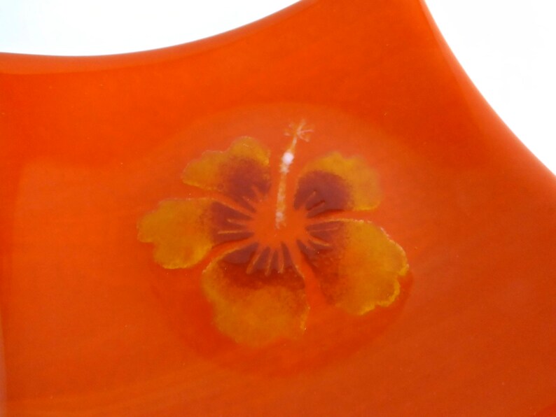 Fused Glass Hibiscus Plate by BPRDesigns