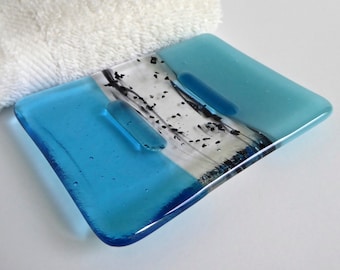 Light Turquoise Fused Glass Soap Dish by BPRDesigns