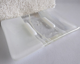 White Fused Glass Soap Dish by BPRDesigns