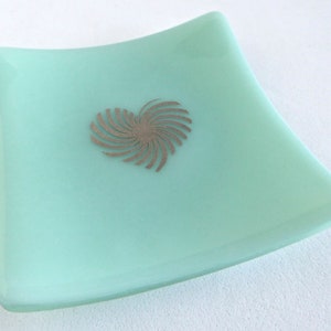 Robin&#39;s Egg Blue Fused Glass Heart Ring Dish by BPRDesigns