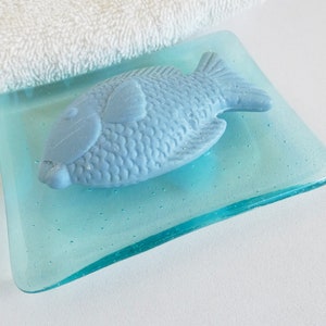 Streaky Aqua Fused Glass Soap Dish by BPRDesigns image 6