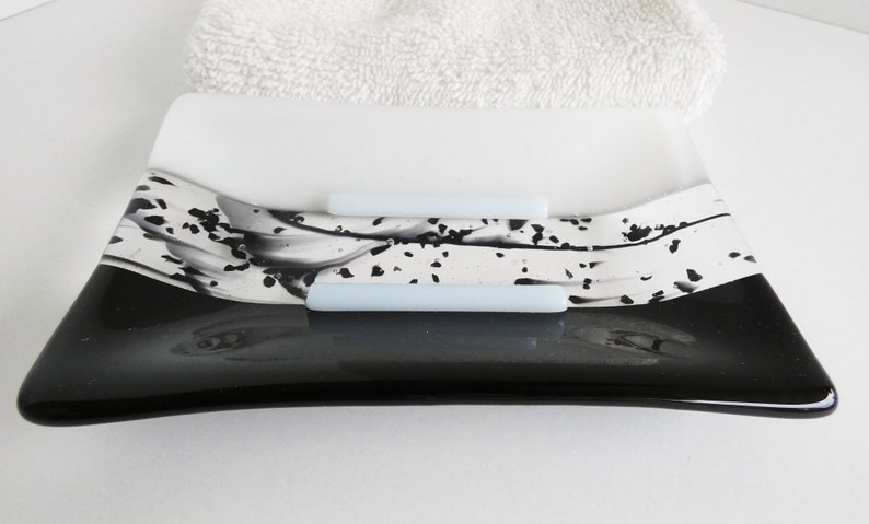 Fused Glass Soap Dish in Black and White by BPRDesigns image 2