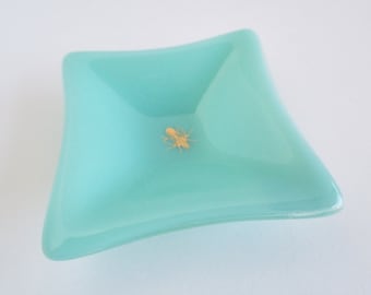 Fused Glass Bee Dish in Robin's Egg Blue  by BPRDesigns