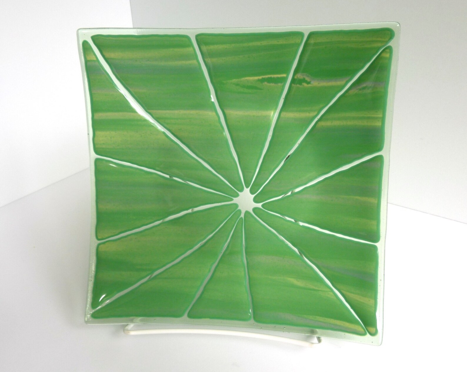 Fused Glass Art Plate in Green and Yellow Etsy