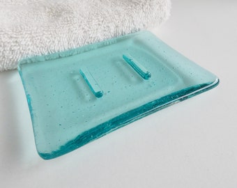 Pale Aqua Fused Glass Soap Dish by BPRDesigns