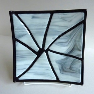 Fused Glass Art Plate in Black and White by BPRDesigns image 2