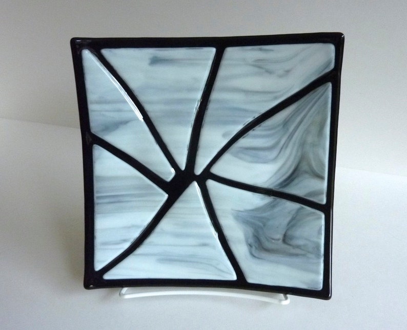 Fused Glass Art Plate in Black and White by BPRDesigns image 2