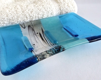 Fused Glass Soap Dish in Bright Turquoise by BPRDesigns