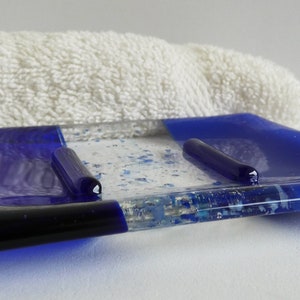 Fused Glass Soap Dish in Dark Cobalt and Royal Blue image 4