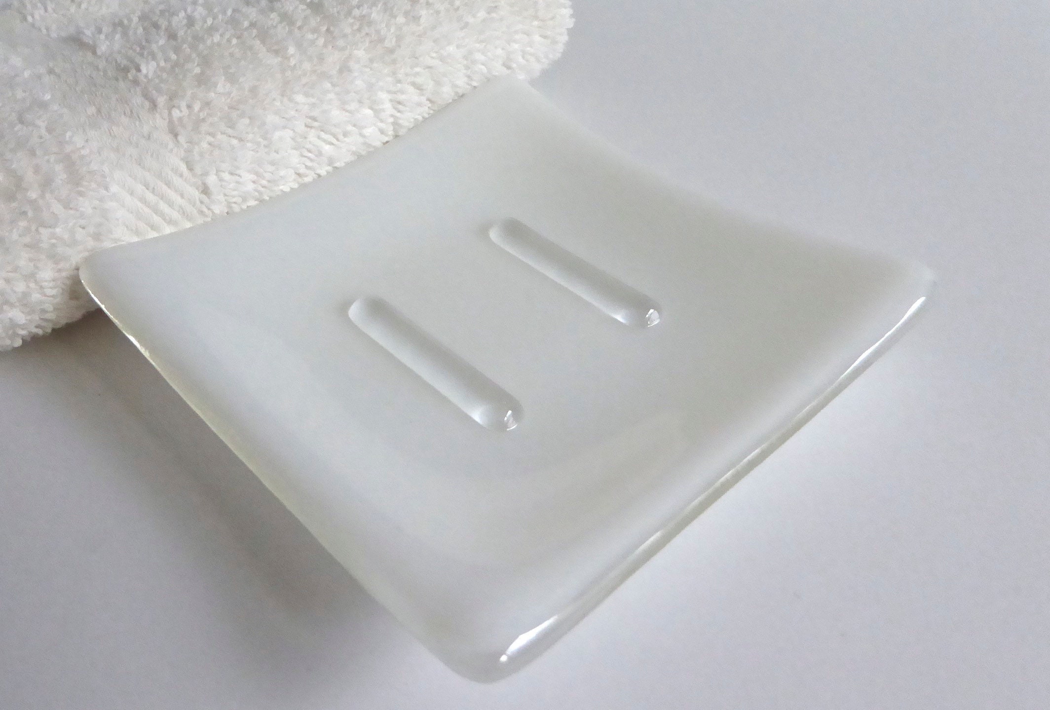 Fused Glass Square Soap Dish in Opaque White Etsy