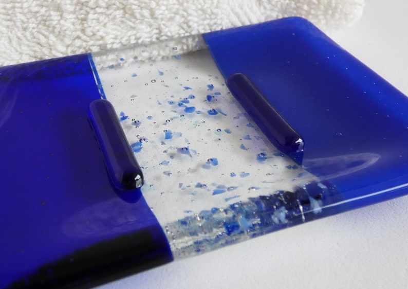 Fused Glass Soap Dish in Dark Cobalt and Royal Blue image 3