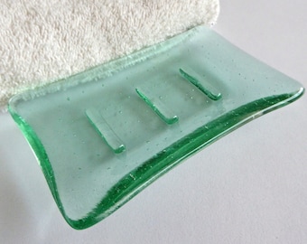 Fused Glass Soap Dish in Ming Green by BPRDesigns