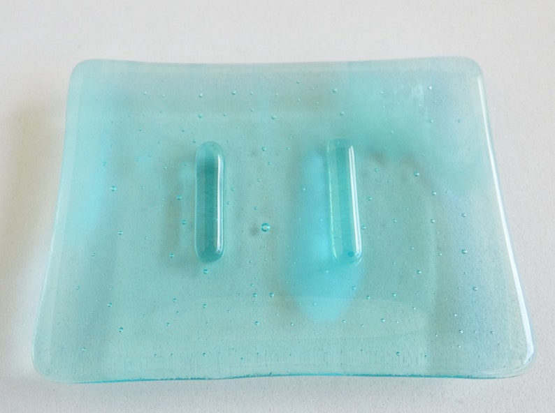 Streaky Aqua Fused Glass Soap Dish by BPRDesigns image 5