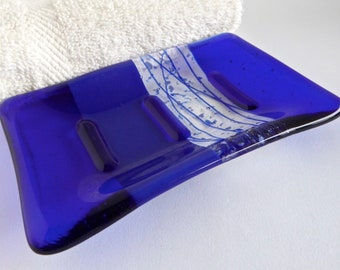 Fused Glass Soap Dish in Cobalt Blue by BPRDesigns