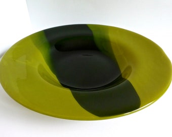 Blue and Green Fused Glass Rimmed Bowl by BPRDesigns