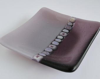 Fused Glass Murrini Plate in Light Violet and Dust Lilac by by BPRDesigns
