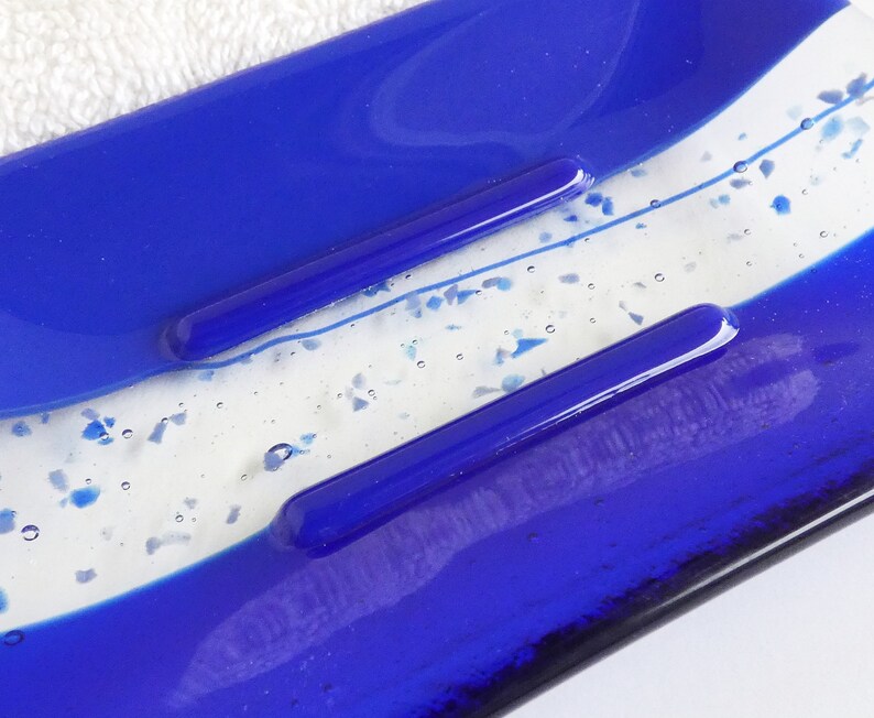 Large Fused Glass Soap Dish in Dark Cobalt and Royal Blue by BPRDesigns afbeelding 3