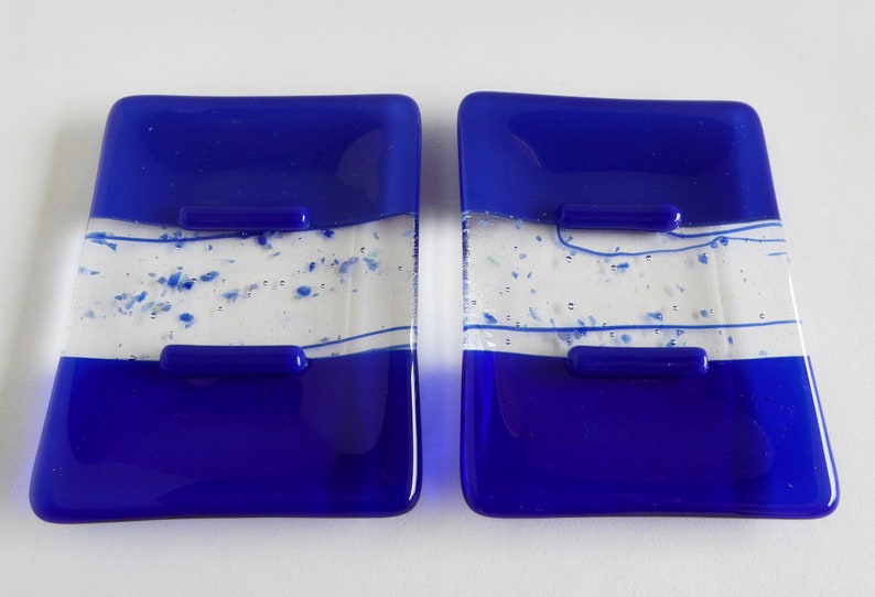 Fused Glass Soap Dish in Dark Cobalt and Royal Blue image 6