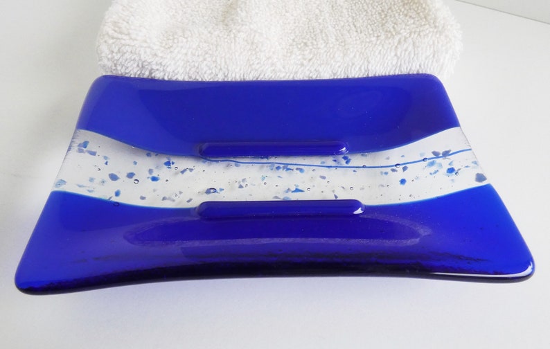 Large Fused Glass Soap Dish in Dark Cobalt and Royal Blue by BPRDesigns afbeelding 2