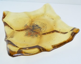 Fused Glass Honeycomb Plate by BPRDesigns