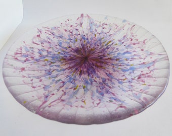 Fused Glass Bowl in Pink, Blue and Clear by BPR Designs