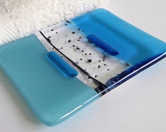 Fused Glass Soap Dish in Bright Turquoise Blue by BPRDesigns