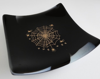 Fused Glass Spiderweb Plate by BPRDesigns