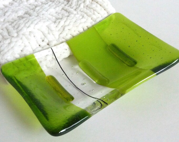 Spring Green Glass Soap Dish Etsy
