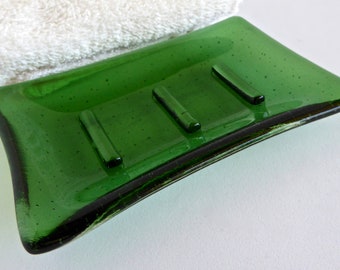 Fused Glass Soap Dish in Light Green by BPRDesigns
