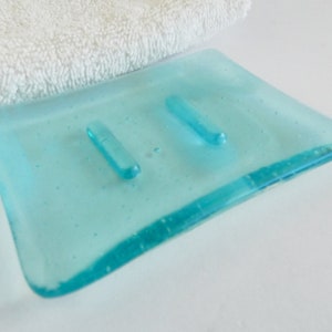 Streaky Aqua Fused Glass Soap Dish by BPRDesigns image 1