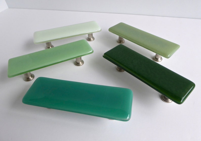 Decorative Green Fused Glass or Drawer Pulls by Etsy
