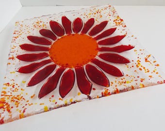 Fused Glass Sunflower Plate by BPRDesigns