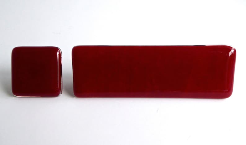 Decorative Deep Red Fused Glass Cabinet or Drawer Pulls by BPRDesigns image 3