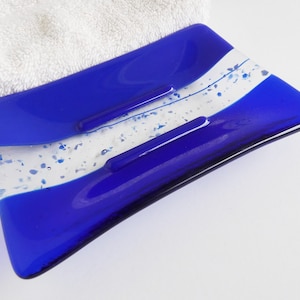 Large Fused Glass Soap Dish in Dark Cobalt and Royal Blue by BPRDesigns afbeelding 1