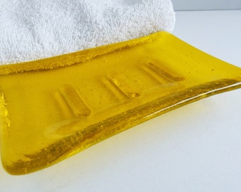 Fused Glass Soap Dish in Yellow by BPRDesigns