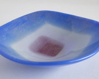 Blue, Pink and Plum Fused Glass Dish by BPR Designs