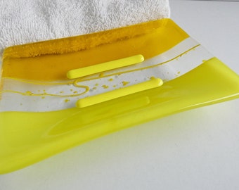 Large Fused Glass Soap Dish Yellow by BPR Designs