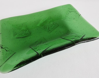 Fused Glass Turtle Imprint Dish in Leaf Green by BPRDesigns