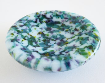 Fused Glass Opaline Ring Dish in Aqua, Green and Purple by BPR Designs