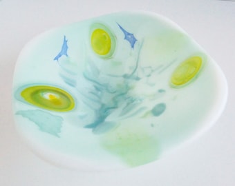 Fused Glass Dish in Blues and Greens by BPR Designs