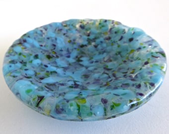 Fused Glass Opaline Ring Dish in Blue, Green and Purple by BPR Designs